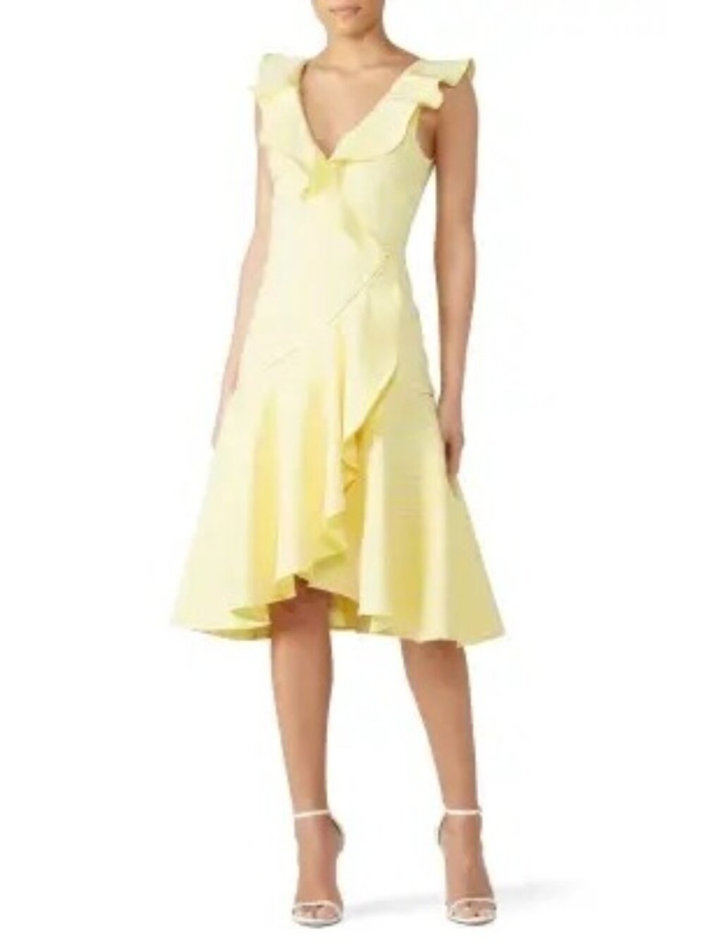 R-43. SIMKHAI Gingham Ruffle V-Neck Dress US 6
